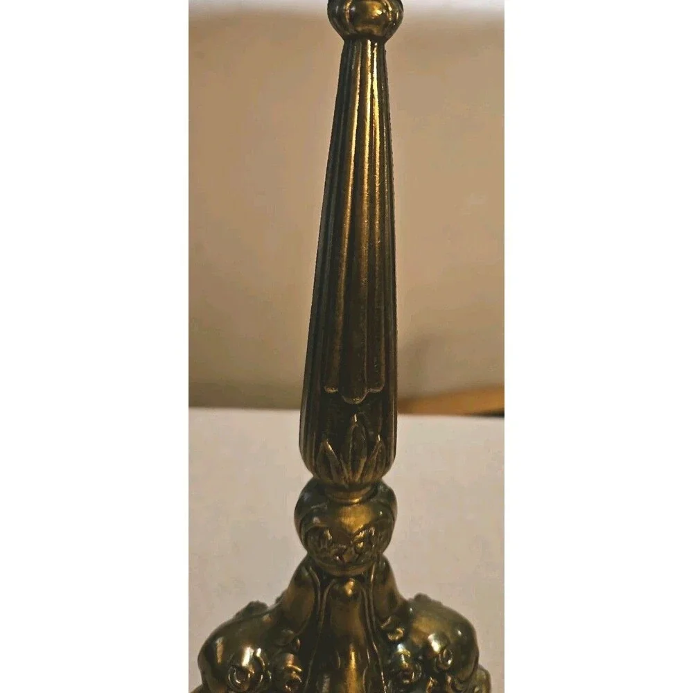 Brass Candlestick Taper Candle Art Deco Ornate Hollywood Regency Vintage